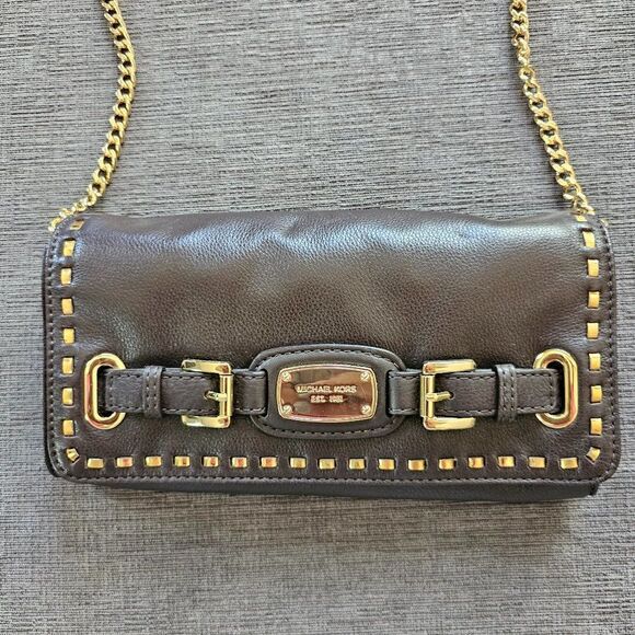 Michael Kors Brown Hamilton Whipped Leather Handbag Shoulder Bag 6 X 10 - Picture 5 of 16